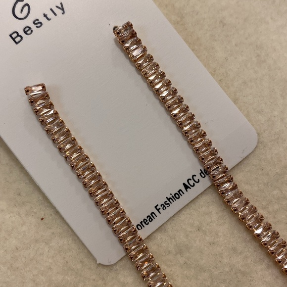 American Diamond Shoulder Touch Earrings/ korean style earrings - Picture 3 of 4